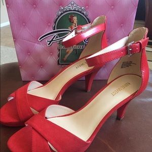 Nine West Open Toe Red Shoes